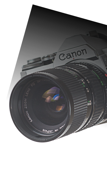 Canon Camera into the lens view.